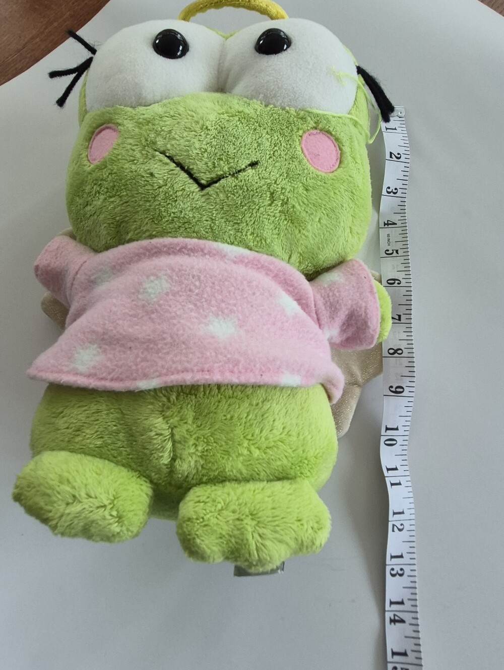 Sanrio Vintage Keropi Angel Lime Green Plush Frog Toy 2005 12 Inches